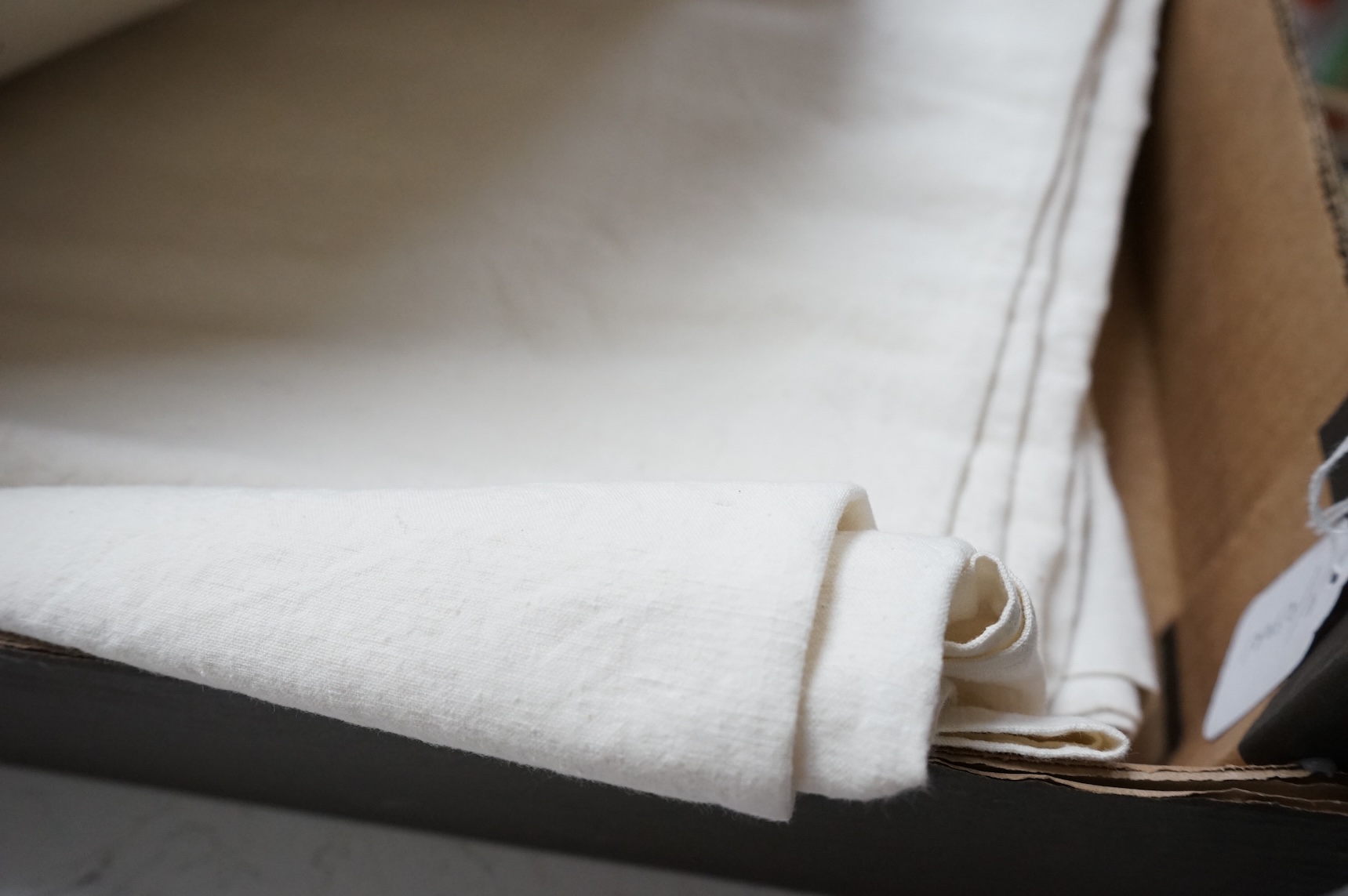 Six French provincial linen drawn thread sheets